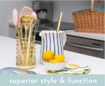 7 piece Gold & Pink silicone kitchen utensil sets ,Gold Utensil Holder