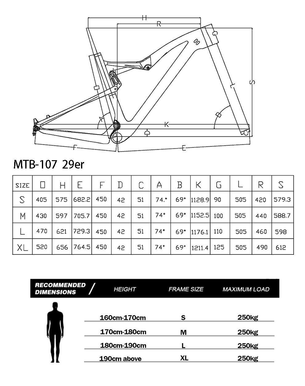 XC Carbon Fiber Full Suspension Frame Mtb 29er Mountain Bike Boost Frames