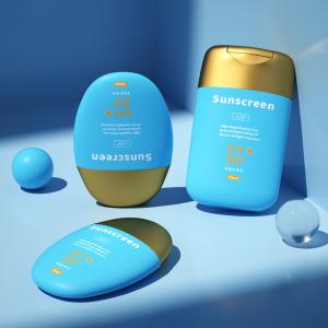Wholesale 30g/50g Blue oval smooth bottle with Golden lid for fragrance and sunscreen stick from china suppliers