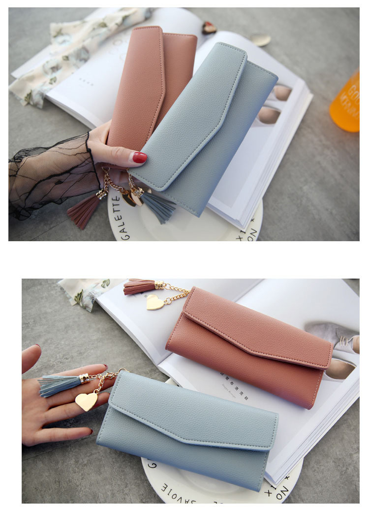 Solid Colors PU Leather Women Wallets Luxury Long Hasp Fold-over Pattern Coin Purses