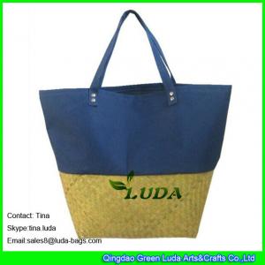 Wholesale LUDA fabric pieced straw beach bag sea grass straw fashion handbags from china suppliers
