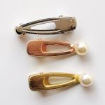 Gold small metal hair clips for thick hair clutcher Geometric pearl hair claw 5