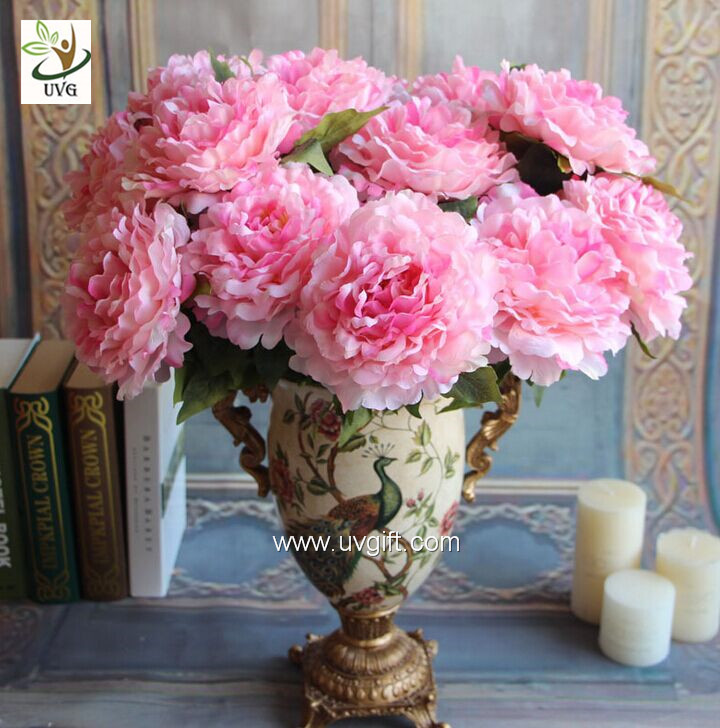 UVG FPN101 Dining table centerpieces pink artificial peony silk flower arrangements for party decoration