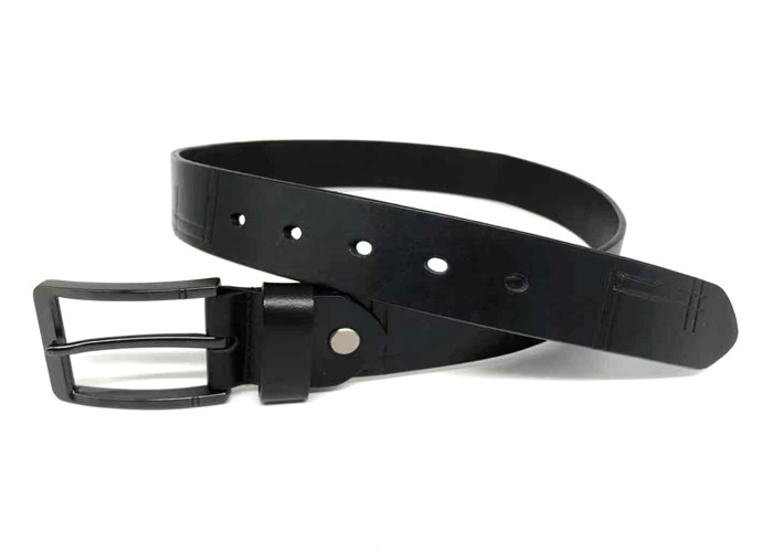 Embossed Alloy Pin Buckle 3.5cm Men Cow Leather Belt