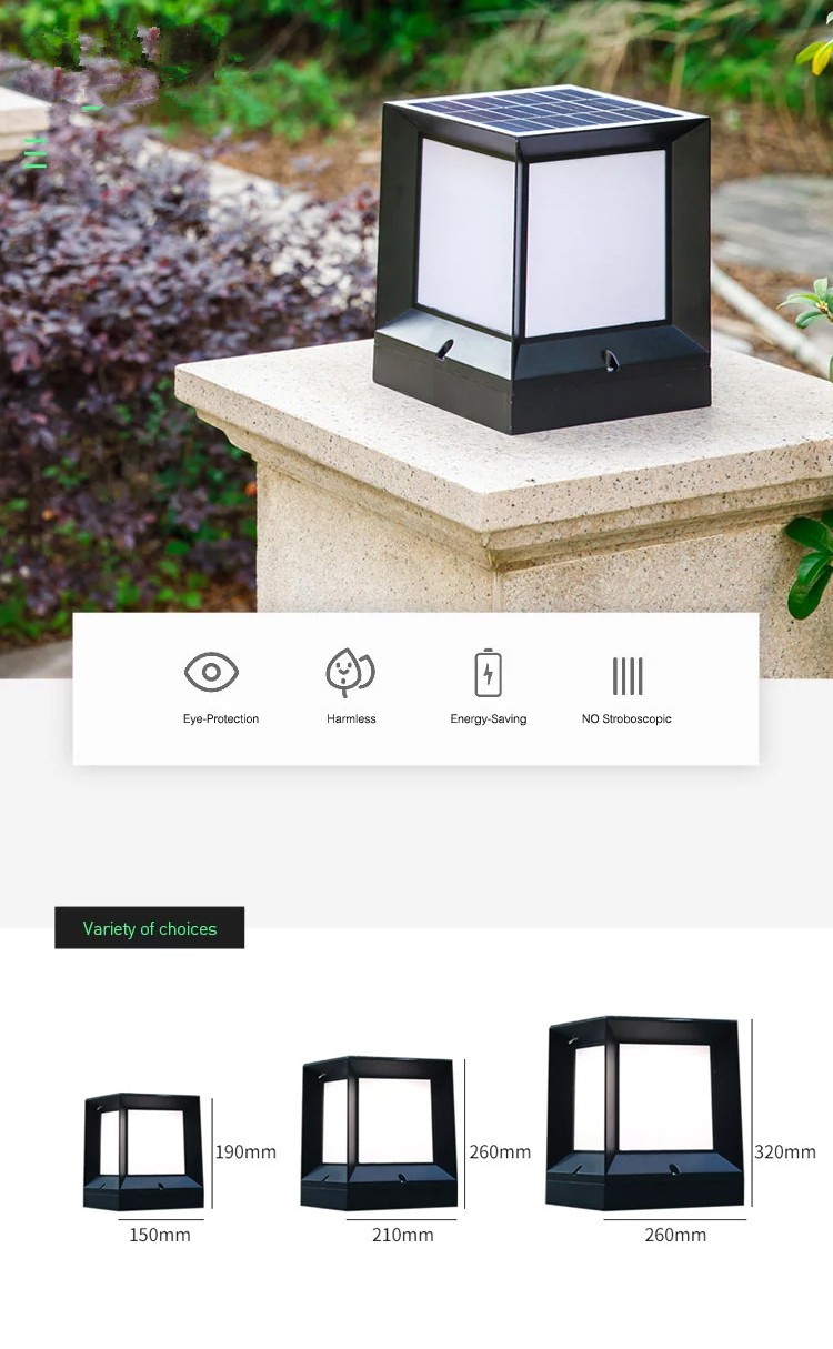 IP67 Aluminum Energy Saving Solar Powered Pillar Lights 6V 2W With Remote Control