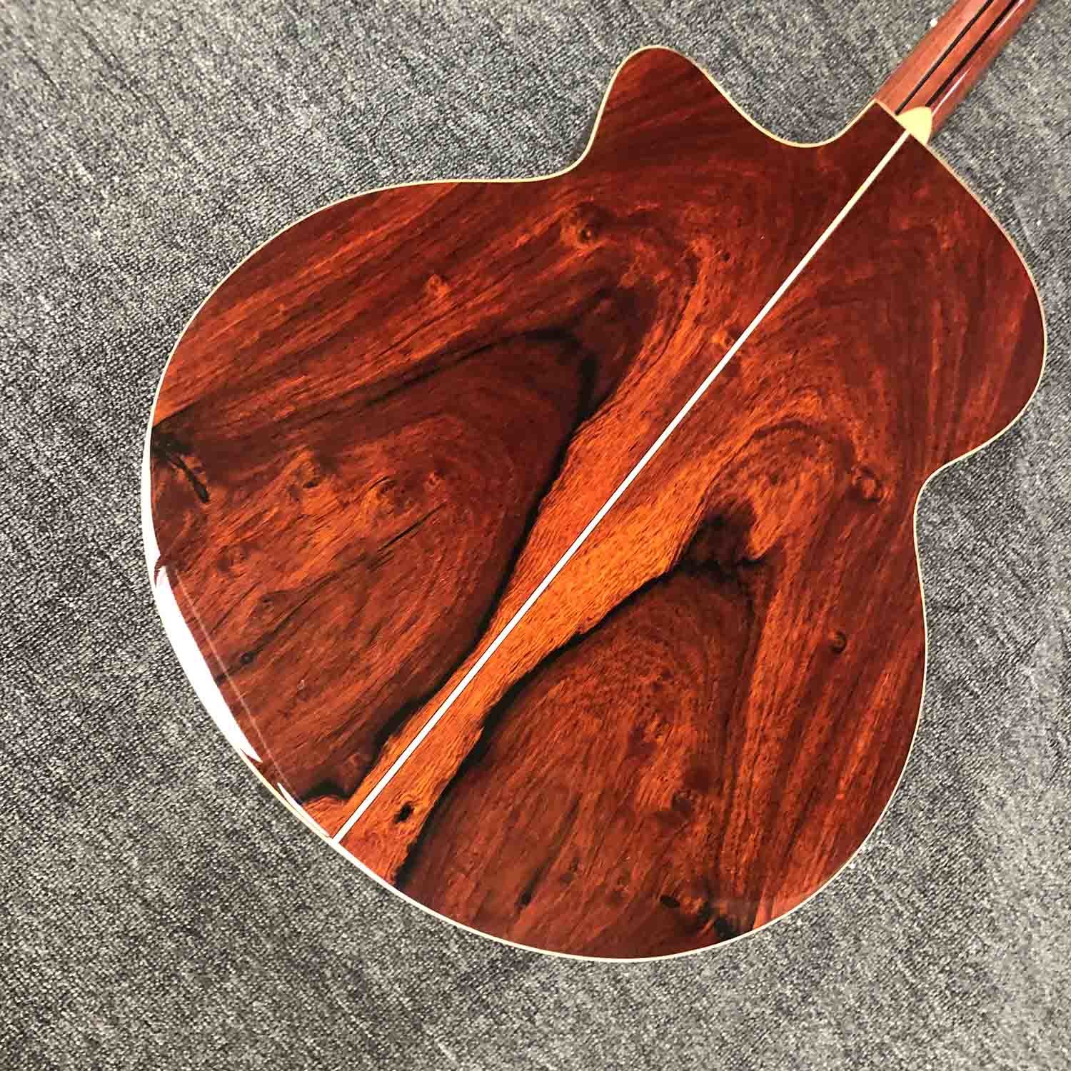 Custom AA Aaaa Solid Wood Jumbo Acoustic Guitar Solid Cocobolo Back Side Lowden Type Built in Pickup Electronic EQ