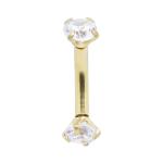 Double Zircon Gems Men'S Eyebrow Piercing Jewelry Gold 16G 6mm
