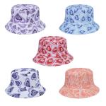Summer Heart Print Double-Sided Sunscreen Fisherman Hat For Women
