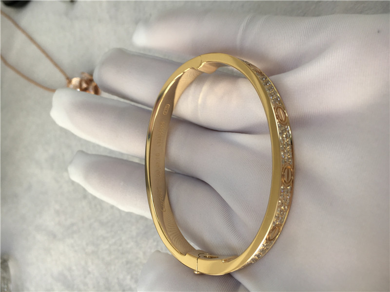 Diamond High End Custom Jewelry Love Bracelet 18K Yellow Gold