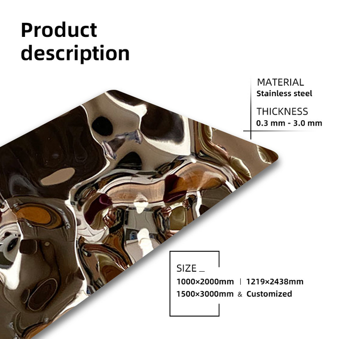 Large Water Ripple Stainless Steel Plate For Indoor Outdoor Wall Ceiling Decoration