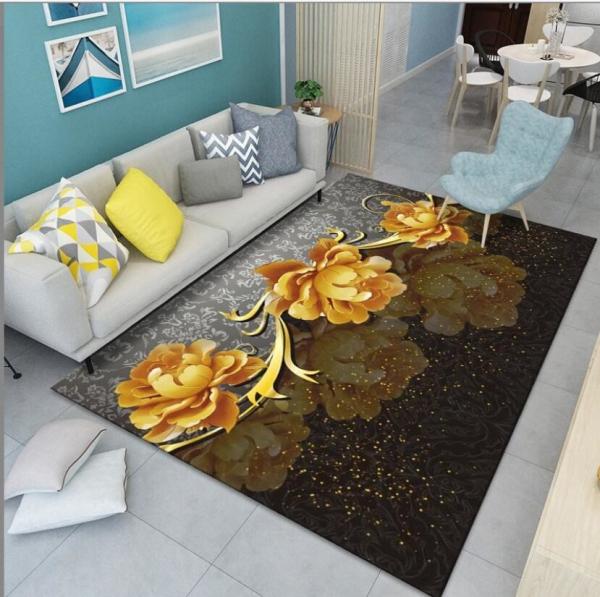 Beautiful Flowers Lotus Chrysanthemum Living Room Floor Carpet With Special