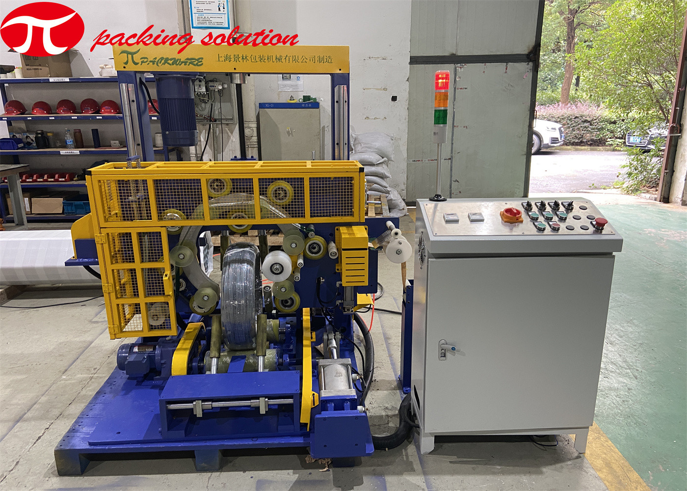 Automatic Steel Wire Packing Machine Stretch Film Wrapping 1.0KW