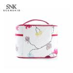 Floral Round Cylinder Bucket Travel Toiletry Bag
