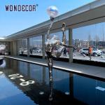 Luxury villa pool decoration abstract stainless steel ballet dancer statue