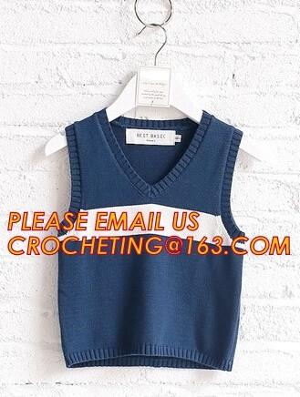 Hot sale sleeveless, hand knit baby boys stylish sweaters, Fashion clothing kids