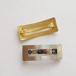 Golden Silver Metal Spring Hair Clips Women Girls Fashion Square Bobby Pin 8x3cm