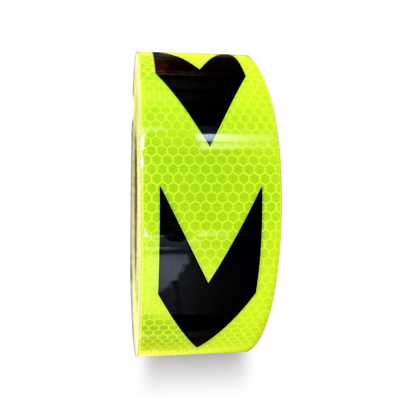 Fluorescent Yellow Green Arrow Honeycomb Reflective Tape For Vehicle Safety Warning