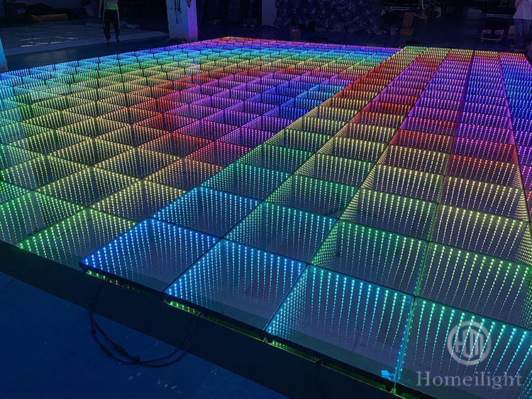 Neutral White Color Temperature 4100K Toughened Glass LED 3D Mirror Dance Floor for Stage