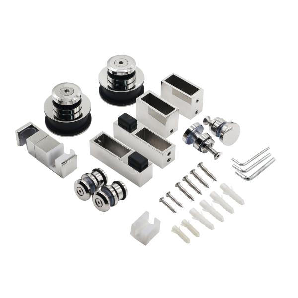 Frameless Stainless Steel Rollers Hanging Wheel Rail Track Sliding Barn Shower