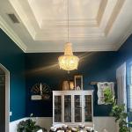 Vintage White Wood beaded chandelier for the kitchen foyer chandelier(WH-CI-149)
