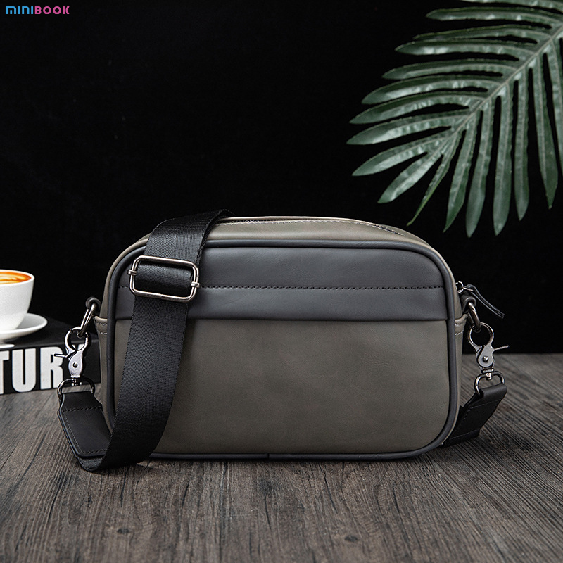 Daily Life MINIBOOK Man Crossbody Bag PU Leather Custom Leather Shoulder Bag Small Messenger Bag for Men