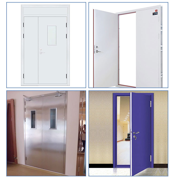 Hotel Double Leaf Fire Rated Steel Door 3mm hinges Finished 1.5mm Frame
