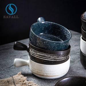 Wholesale Restaurants LFGB Black Porcelain Dinnerware Contemporary Handled Porcelain Bowl from china suppliers