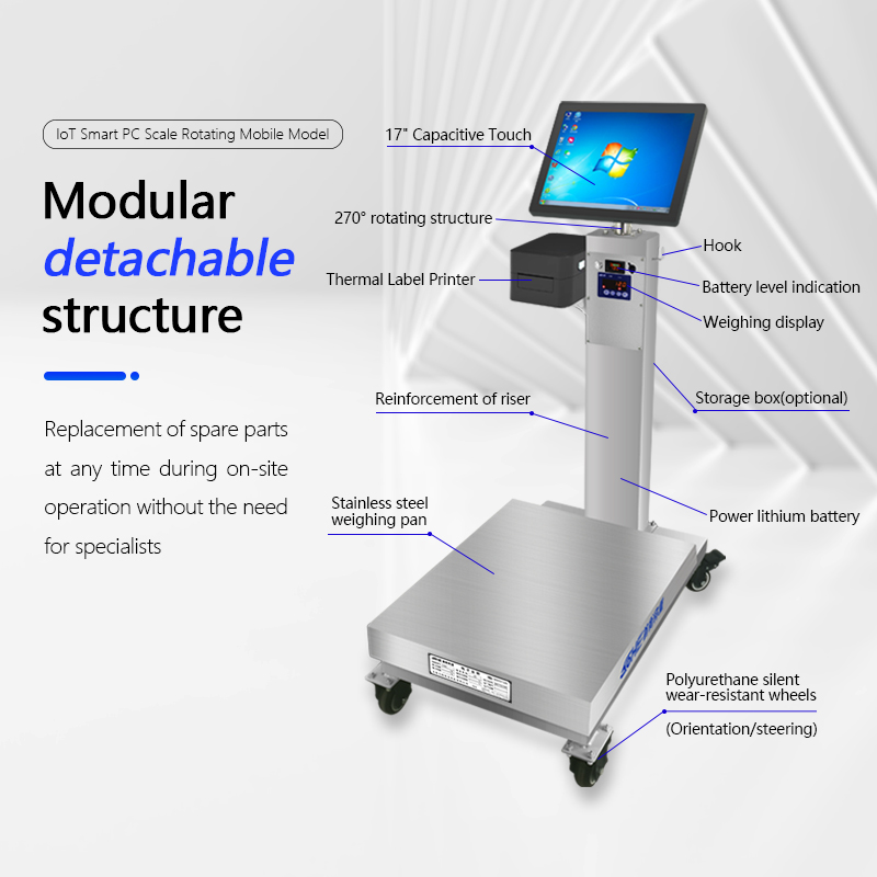 Weighing Industrial Platform Scale 60cm by 80cm with Rotating 15" Android Touchscreen