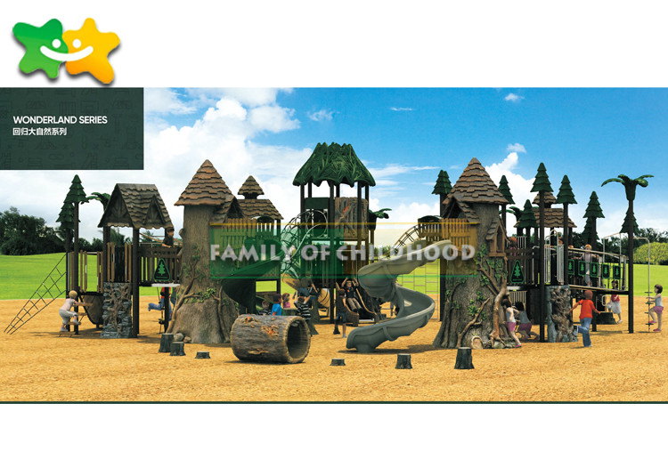 Anti Static Wooden Garden Slide , Childrens Wooden Slide Jungle Series 3-14 Years Old