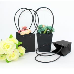Wholesale Waterproof Flower Packaging Carry Kraft Paper Bag With Plastic Handle from china suppliers