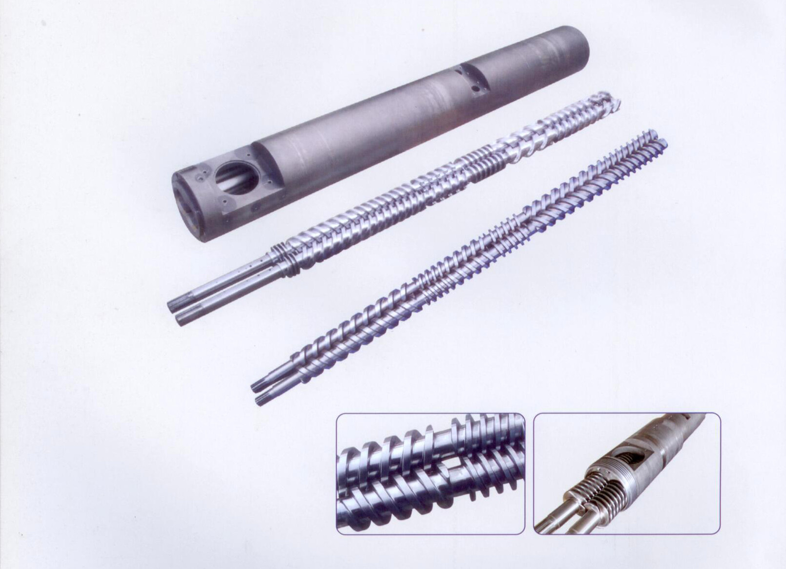 Contra Rotating Bimetallic Screw Barrel , Twin Screw & Barrel For Plastic Machine