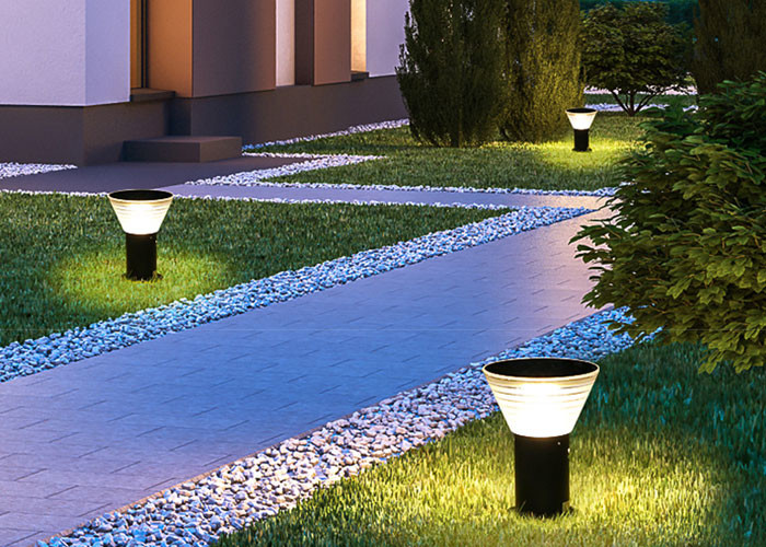Automatic 4w Solar Led Bollard Lights Exterior Landscape Lights ABS