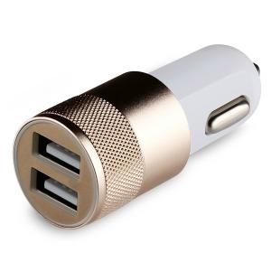 Wholesale 5V2.1A knurling dual USB car charger for mobile phone metal rings type from china suppliers