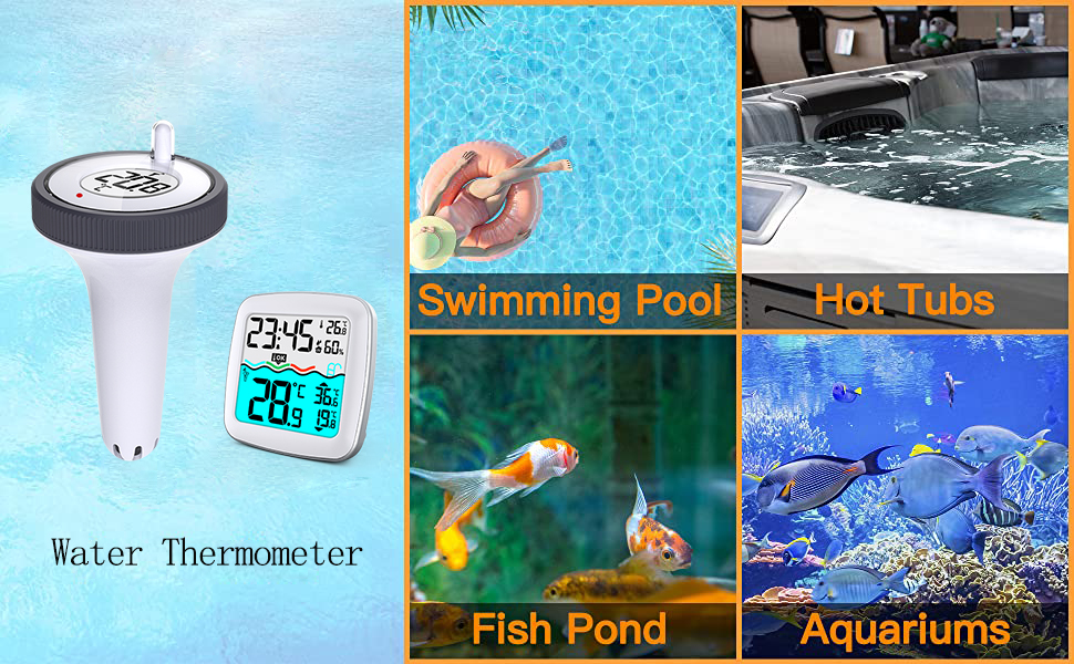 Customized Support Indoor And Outdoor Solar Powered Wireless Digital Pond Or Floating Pool Thermometer