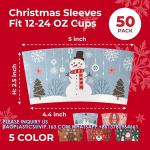 Christmas Paper Coffee Cup Sleeves, Disposable Corrugated Cardboard Paper Jacket