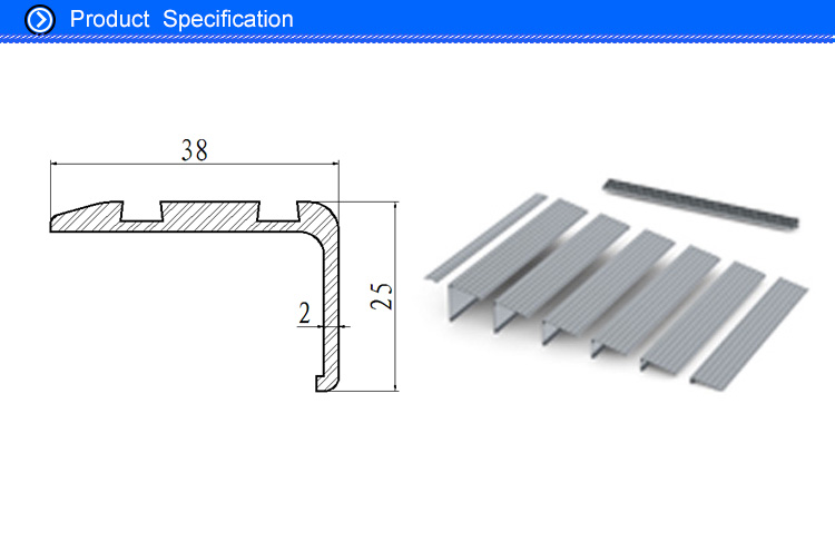 38mm aluminium stair nosing