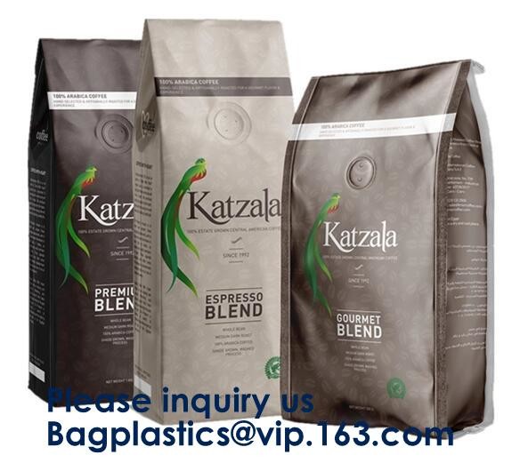 Oxo-Degradable stand up pouches Coffee Bags Stand Up Pouch With Valve Side Gusset Bag with Valve Flat Bottom Pouch with