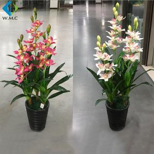 Wholesale Fabric Floral Artificial Orchid In Pot For Indoor Home Decoration 1m Height from china suppliers