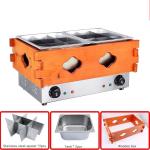 Rust Resistant Stainless Steel Oden Cooking Stove 2 Tanks 18 Grids Wooden