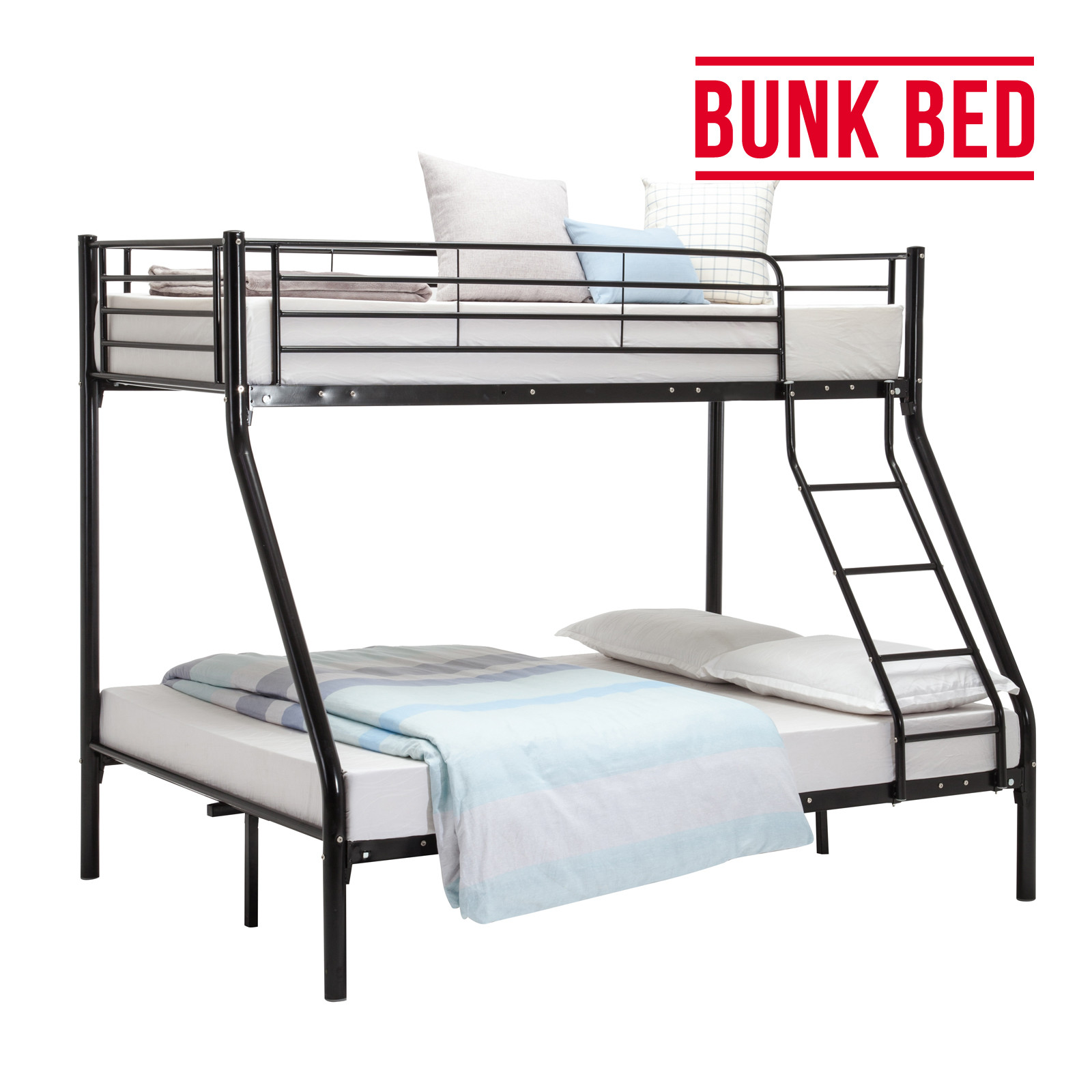 Custom Simple Strong Iron Bunk Beds Safety Protection For Compact Home