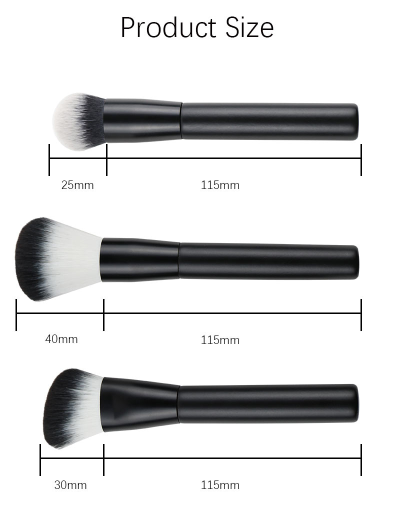 Private Label Oval Makeup Brush Set Wooden Handle Aluminum Black