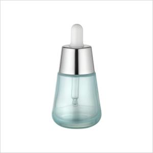Wholesale 30ml Clear Thick Wall Glass Luxury Dropper Bottle Big Silver Aluminum Cap Cone Shape from china suppliers
