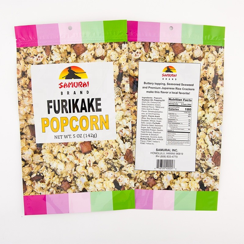 Three side laminated popcorn snack packaging bag with custom logo