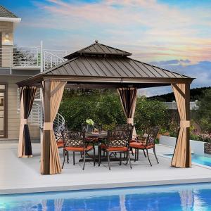 Wholesale Metal Hardtop Patio Gazebo With Curtain And Netting Outdoor Hardtop Gazebo from china suppliers