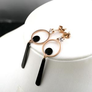 Wholesale Stainless Steel Round Black Earring Diamond Eardrop, Tassel Earrings , fringing stainless steel earring from china suppliers