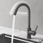 Matte Black Goose Neck Kitchen Faucet Single Hole Stainless Steel Taps