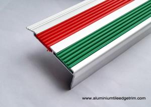 Wholesale 2.5m Length Aluminum Stair Tread Nosing With 2 PVC Vinyl Insert Red And Green from china suppliers