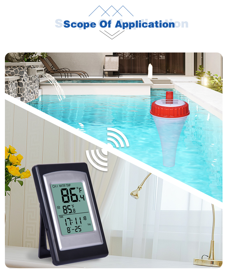 Temperature Accuracy Wireless Solar Digital Pool Thermometer In Red And Silver -40 to 60 ° C