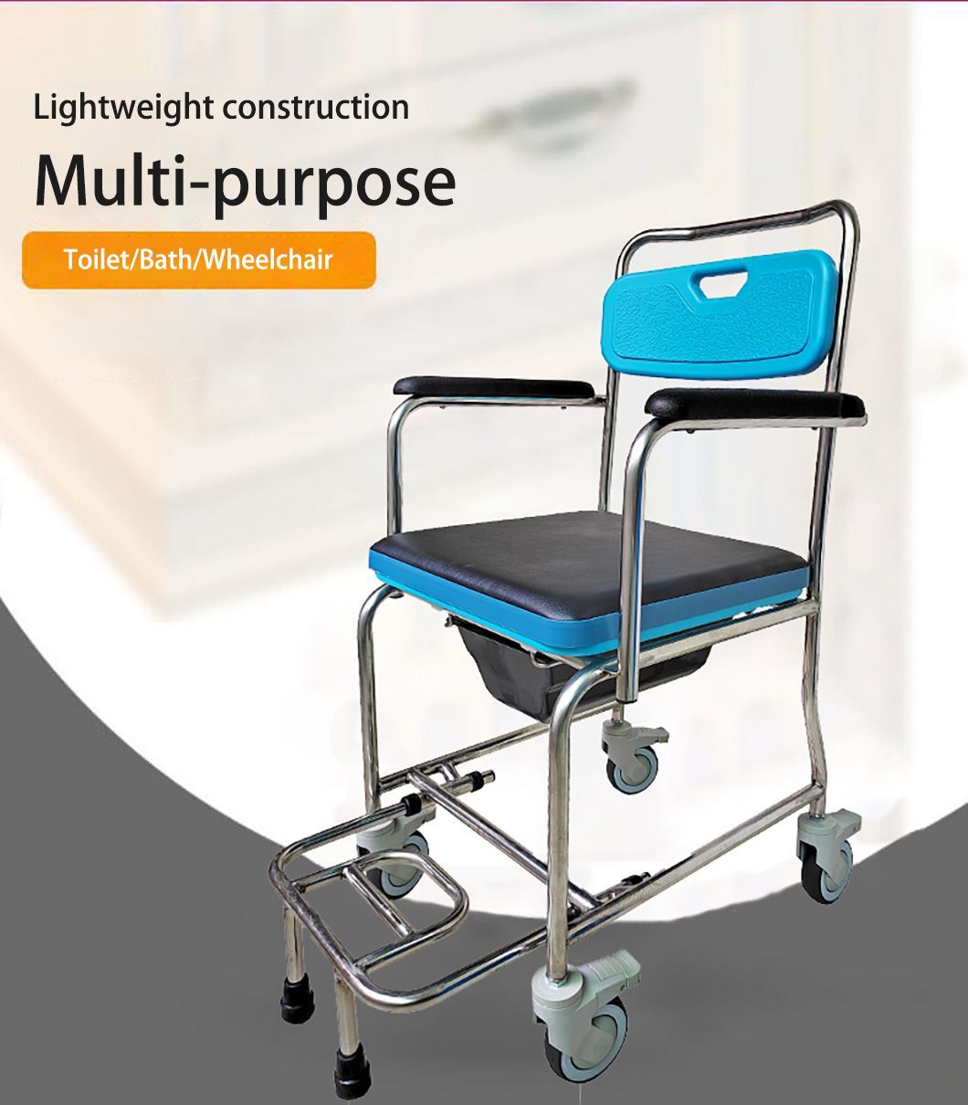 Stable Economical Portable Commode Chair Bedside Aluminum Medical Commode Chair