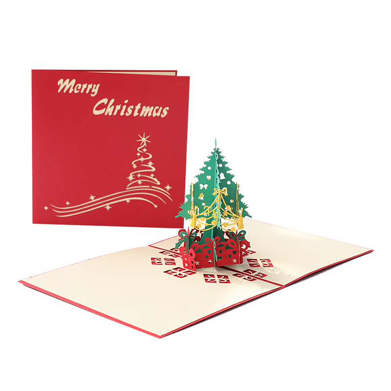 Wooden Product Holiday Merry Christmas 3D Pop up Greeting Cards Wooden Cards